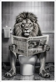 Poszter Keret Nélkül Fürdőszoba Wc Oroszlán A Wc-n újság P2537_A4