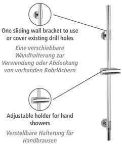 Fényes ezüstszínű fali rozsdamentes acél zuhanytartó 66 cm Basic – Wenko