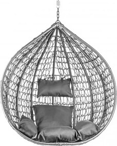 Szürke felfüggesztett KOKON szék állvány nélkül, szürke párna