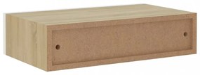 tölgyszínű és fehér MDF fiókos fali polc 40 x 23,5 x 10 cm