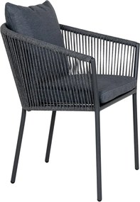 Sötétszürke fém-párnázott kerti szék Salerno – House Nordic