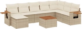 vidaXL 9 részes bézs polyrattan kerti ülőgarnitúra párnákkal