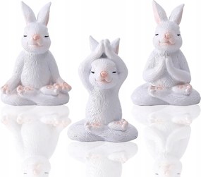 3 nyuszi jógázik, 5 cm-es figurák lakásba, kertbe, húsvéti dekoráció
