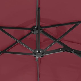 bordó dupla tetős napernyő LED-ekkel 316x240 cm