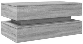 vidaXL szürke sonoma színű dohányzóasztal LED-lámpákkal 90x50x40 cm