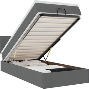 vidaXL Ottomán ágy matraccal sötét szürke 90x200 cm szövet