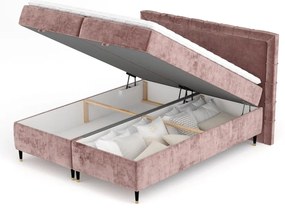 Rózsaszín ágyneműtartós boxspring ágy 160x200 cm Voyage – Maison de Rêve