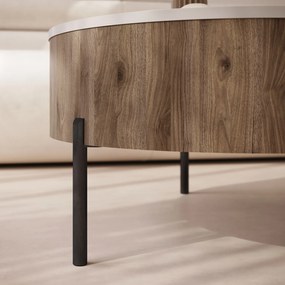 Mazzoni FRIDA Bézs Taupe / Elegáns Diófa – MODERN DOHÁNYZÓASZTAL FELHAJTHATÓ LAPPAL ÉS TÁROLÓVAL