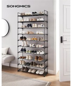SONGMICS cipőtartó állvány 30 × 94 × 206 cm, fekete színben