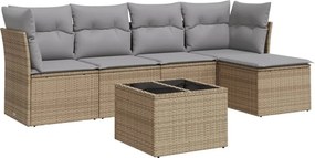 vidaXL 6 részes bézs polyrattan kerti ülőgarnitúra párnával