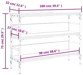 szürke sonoma színű szerelt fa tálalóasztal 100x32x75 cm