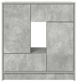 betonszürke komód fiókokkal és ajtókkal 70,5x34x74,5 cm