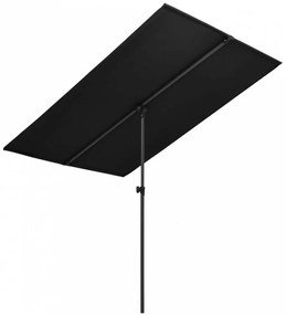 Fekete kültéri napernyő alumíniumrúddal 180 x 130 cm
