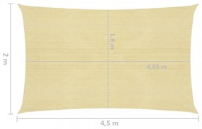 bézs HDPE napvitorla 160 g/m² 2 x 4,5 m