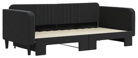 fekete kihúzható bársonyheverő 100 x 200 cm