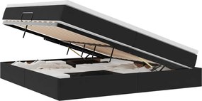 vidaXL Ágy tárolóval és matraccal Fekete 200 x 200 cm Bársony