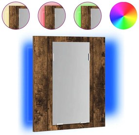 vidaXL füstöstölgy színű szerelt fa LED-es tükrös szekrény 40x12x45 cm