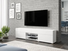 TV szekrény Primrose (fehér + fényes fehér) (világítás nélkül). 1060155
