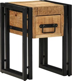 vidaXL Végasztal Barna és fekete 30 x 30 x 40 cm Tömör Mangófát