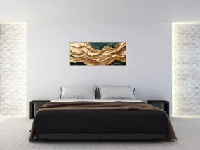 Kép - Zöld absztrakció arannyal II. (120x50 cm)