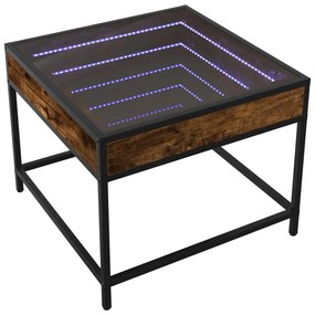 Füstös tölgy végtelen hatású LED-es dohányzóasztal 50x50x41 cm
