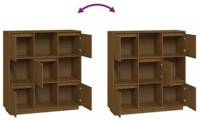 mézbarna tömör fenyőfa magasszekrény 110,5x35x117 cm