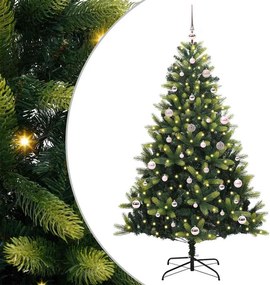 vidaXL Műanyag Hajtogatott Karácsonyfa 150 LED-del Zöld 150 cm