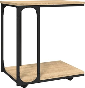 vidaXL sonoma tölgy szerelt fa kisasztal kerekekkel 50 x 35 x 55,5 cm