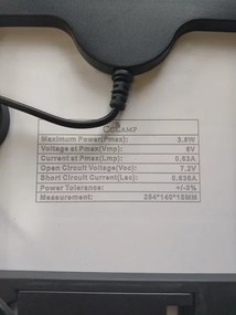 Monokristályos szolárpanel CL-638WP - 3,8 W - 6 V - CCLamp