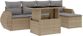 vidaXL 6 részes bézs polyrattan kerti ülőgarnitúra párnával