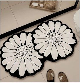 Fekete-krémszínű fürdőszobai kilépő 70x120 cm Flor Extrana – Foutastic
