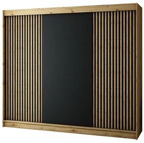 Ruhásszekrény 250 cm Ladonna (artisan tölgy + matt fekete). 1043509