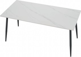 Étkezőasztal, fehér márvány/fekete, 160x80 cm, FLORENC TYP 2