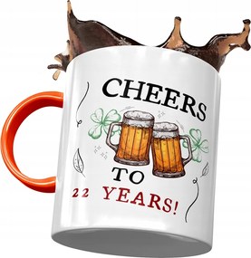 Narancssárga bögre Születésnapra 22 22. 22. fényképes nyomattal