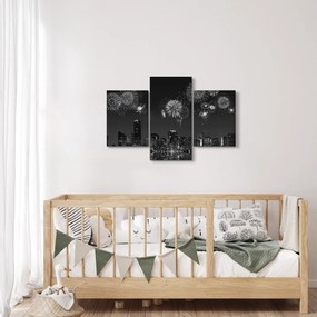 Kép - tűzijáték Miamiban, fekete és fehér (90x60 cm)