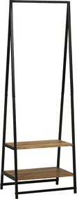 vidaXL Ruhafogó polcokkal Fekete 60 x 45 x 180 cm Tömör Akácfa