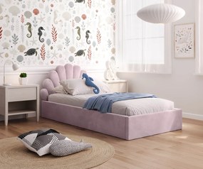 AMI nábytek Kárpitozott gyerekágy 90x200 kerettel, rózsaszín Velvet Kids Line 3 Kagyló