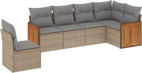 vidaXL 6 részes bézs polyrattan kerti ülőgarnitúra párnával