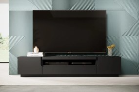Loftia RTV szekrény 200 cm kétajtós nyitott polccal - fekete / fekete matt