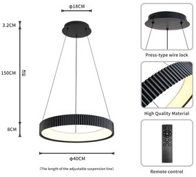 Brilagi - Dimmelhető LED csillár kábellel FALCON MODERN LED/30W/230V 40 cm fekete + távirányító