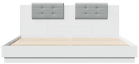fehér ágykeret fejtámlával és LED-világítással 180 x 200 cm