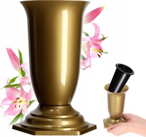 Váza Flakon Temetőbe 23cm Művirág Sír Arany Betét