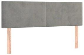 világosszürke bársony rugós ágy matraccal 140x190 cm