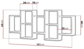 Fali polc TRIO 65x161 cm sonoma tölgy