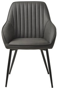 Sötétszürke kárpitozott karfás étkezőfotel szett 2 db-os Nolan Stripe – Unique Furniture