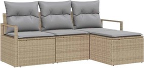 vidaXL Kanapé Szett párnával 4 pcs Beige és Világosszürke polirattan