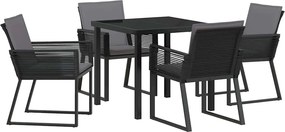 vidaXL Kert étkező szett 5 pcs Fekete Porszórt acél