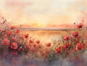 Vászonkép Canvas Tájkép Mező Rét Virágok Pipacsok Kilátás 100x75