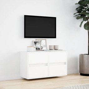 fehér falra szerelhető TV-szekrény LED-lámpákkal 80x31x45 cm