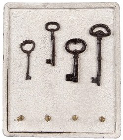 Antikolt Kulcstartó fogas fa fém 4 akasztóval